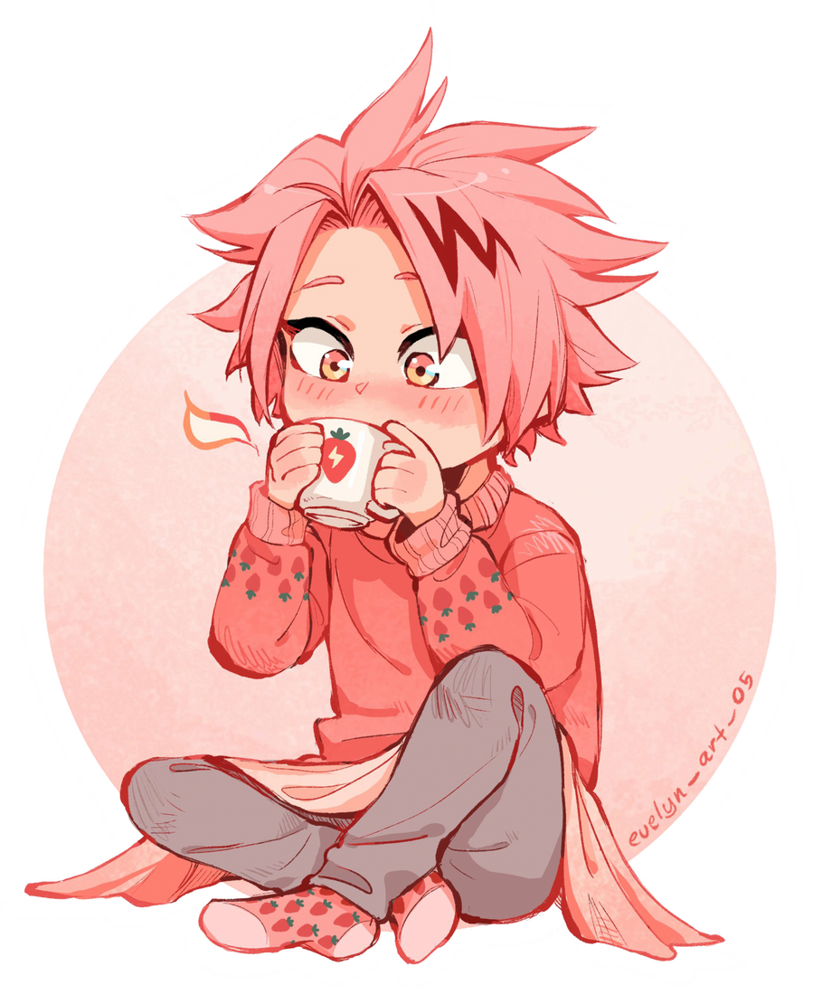 strawberry themed denki with mug
